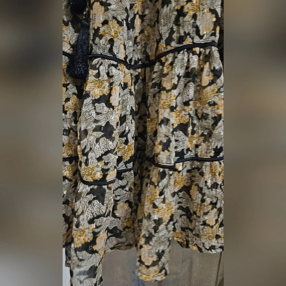 Free Swinging Black Floral Print Ruffled Mini Dress. Size small - Picture 14 of 16